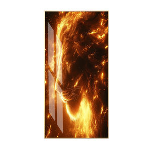 Art mural animal moderne pour le salon décoration <span class=keywords><strong>de</strong></span> la maison décor <span class=keywords><strong>de</strong></span> bureau 3D <span class=keywords><strong>Lion</strong></span> cristal <span class=keywords><strong>peinture</strong></span> porcelaine encadrée - Product Image 2