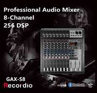GAX-S8 Pro 8 Canal Dj Contrôleur Avec 256 Dsp Reverb Effet BT 5.0 Usb Mélangeur USB Pour Karaoké Professionnel Stade Performance