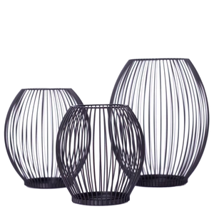 Porte-bougie en métal noir en forme de cage à oiseaux de Noël, design en relief fait à la main, pour bars, occasions d'anniversaire, marque antique CO - Product Image 1