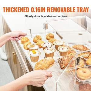 DB Wholesale Vitrine de boulangerie de comptoir commercial à 2 niveaux Vitrine de pâtisserie en acrylique avec accès à la porte arrière pour présenter Pastr - Product Image 3