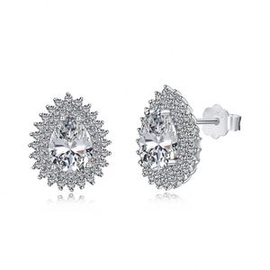 Boucles d'oreilles clous Dylam élégantes à double couche en forme de goutte d'eau, en zircon cubique 5A, pour femmes, en argent sterling 925 plaqué rhodium - Product Image 1