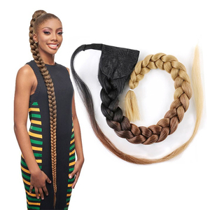 Extensiones de cola de caballo rubia sintética Cola de caballo de pelo trenzado largo y recto para mujer Pony Natural de 30 pulgadas - Product Image 1