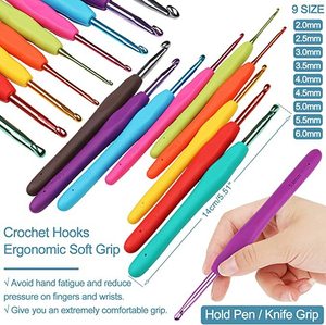 Kit de 58 crochets à <span class=keywords><strong>crochet</strong></span> avec sac de rangement, ensemble d'aiguilles à tricoter, outils et accessoires de couture DIY, fournitures de <span class=keywords><strong>crochet</strong></span> - Product Image 4