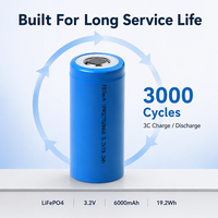 خلية بطارية LiFePO4 3.2 فولت 6000 مللي أمبير 32700 ذات معدل تفريغ عالي 3C، بطارية أسطوانية لتخزين الطاقة الشمسية