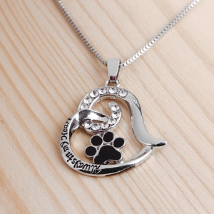 Collana con Ciondolo a Serpente ZRM Popolare per Amanti degli Animali, con Impronta di Cucciolo e Gatto, <span class=keywords><strong>Cuore</strong></span> d'<span class=keywords><strong>Amore</strong></span> 'Sempre nel <span class=keywords><strong>Mio</strong></span> <span class=keywords><strong>Cuore</strong></span>' e Strass di Cristallo - Product Image 2