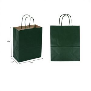 ถุงของขวัญกระดาษคราฟท์สีเขียวและสีน้ำตาล ขนาด 10"X12.6"X5" จำนวน 144 ชิ้น/กล่อง สำหรับใช้ช้อปปิ้งและงานฝีมือ - Product Image 1