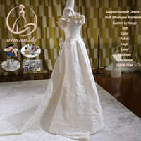 Gaun Pengantin Mewah Model Ball Gown Off Shoulder 3D Rose Champagne Jacquard Lace Ukuran Besar Custom Grosir Pabrik