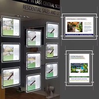 Cadre d'affichage suspendu en acrylique rétroéclairé pour affiches A3 A4, support de panneau lumineux pour l'immobilier, en plexiglas, pour fenêtre ou plafond
