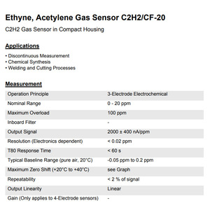 Membrapor C2H2CF-20 Acetylene Gas Sensor Switzerland RoHS Compliant - Product Image 2
