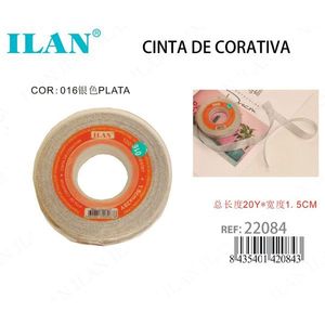 Nastro Decorativo Ilan 1.5Cm X 20Y Argento Metallizzato Per Lavori Artigianali - Product Image 1