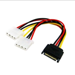 สายอะแดปเตอร์แปลงไฟ Sata 15p ตัวผู้เป็น 2x 4 พิน สำหรับแหล่งจ่ายไฟคอมพิวเตอร์ - Product Image 2