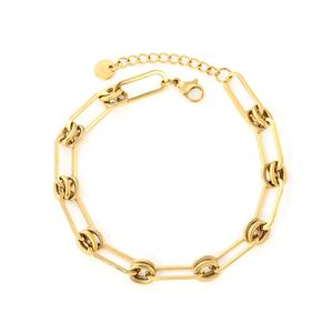 Bracelet unisexe ajustable en acier inoxydable plaqué or 18 carats, style hip-hop, bijoux de mode, bracelet chaîne à nœuds pour femmes - Product Image 1