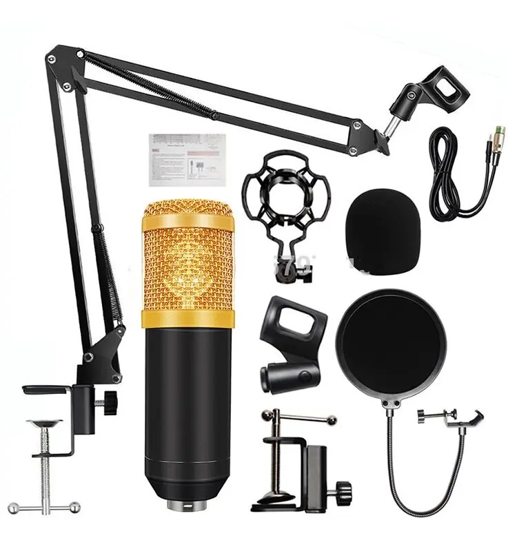 Big sale BM800 Condenser Microphone Kit Studio Suspension Scissor Arm Sound Card Black color with retail pack