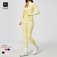 Nouvel Arrivage Ensemble de Yoga Doux 3 Pièces pour Femme : Haut Élastique à Dos en I, Veste Zippée à Col Montant et Pantalon Rehausseur de Hanches