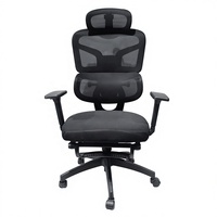 Chaise de bureau ergonomique de direction avec accoudoirs en tissu et repose-pieds, design moderne, fonctionnalités extensibles