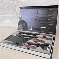 Ensemble de 6 couteaux de cuisine avec manche recouvert et ciseaux de cuisine pour chef, ensemble de couteaux de chef en acier inoxydable pour légumes