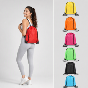 Cinch Sack Drawstring <b>Bag</b> 9 Colors Polyester Lightweight Gym Sport School Travel Outdoor Side Zip Pocket Bulk Promotional Custom - Product Image 1