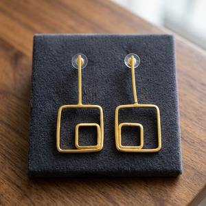 SOUMYA CREATIONS - Pendientes de Moda Geométricos para Mujer, Hechos a Mano en Latón con Tono Dorado, Ideales para Fiestas, de la India (Rajasthan) - Product Image 3