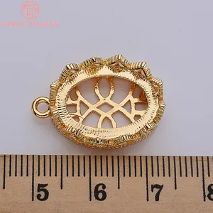 Base de pendentif ovale creuse en laiton plaqué or 24 carats de haute qualité pour la fabrication de bijoux DIY - Vente en gros - Product Image 4