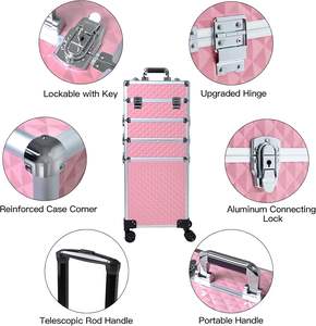 Valise de maquillage professionnelle en aluminium avec fermeture à cadenas, grande capacité, portable, pour les coiffeurs, utilisation en salon de beauté - Product Image 4