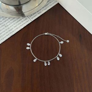 Dylam Elegance Stylish Fine Jewelry Hypoallergenic 925 Silver Link Chain Waterdrop Shape 5A Zirconia Multiple Pendant <b>Bracelets</b> - Product Image 5