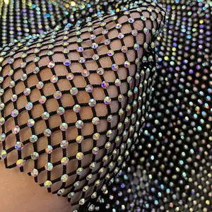 Wholesale garment fabric stone diamond fishnet strass crystal glass mesh hotfix rhinestone transfer flatback crystal net