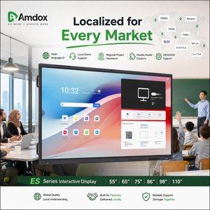 Tableaux blancs interactifs intelligents 55/65 pouces 4K UHD 40 points tactiles, montage au sol/mural en option, caméra Amdox Plus Plus 4K Full Bonding - Product Image 1