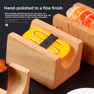 Soporte de Madera Sólida en Forma de U, Estilo Japonés, para <span class=keywords><strong>Sushi</strong></span>, Tacos y Rollos, Ideal para Exhibición en Restaurantes y Buffets (Venta al Por Mayor) - Product Image 4