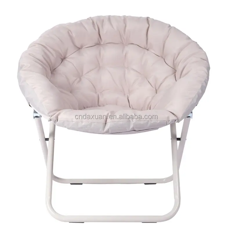 Hot Sale Plüsch kissen Moon Chair Metallrahmen Klapp Untertasse Stuhl mit Akzent Soft Furry Lounge Lazy Chair Runde Freizeit gepolstert