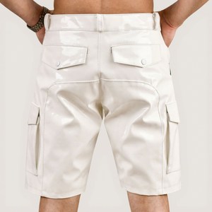 Pantalones Cortos Cargo Blancos para Hombre, Color Sólido, Cintura Media, Cierre de Botones, Estilo Casual, con Bolsillos, Tela de Poliéster Transpirable - Product Image 6