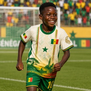 Camiseta <span class=keywords><strong>de</strong></span> Fútbol Infantil <span class=keywords><strong>de</strong></span> la Selección Nacional <span class=keywords><strong>de</strong></span> Senegal 2025-2026 2027 <span class=keywords><strong>de</strong></span> Dos Estrellas con el Logotipo - Product Image 1