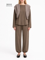 Ensemble sweat-shirt et pantalon de jogging de style français minimaliste, coupe ample, avec ceinture patchwork