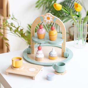 Set da tè in <span class=keywords><strong>legno</strong></span> per Dessert e pomeriggio giocattoli da gioco per genitori e <span class=keywords><strong>bambini</strong></span> giocattoli <span class=keywords><strong>Montessori</strong></span> per giochi per <span class=keywords><strong>bambini</strong></span> - Product Image 2