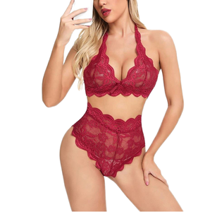 Nouveau à la mode couleur unie Sexy dentelle sous-vêtements ensemble 3 pièces <span class=keywords><strong>soutien</strong></span>-<span class=keywords><strong>gorge</strong></span> slips jarretelles pour femmes luxe demi <span class=keywords><strong>Slip</strong></span> Style Lingerie - Product Image 5