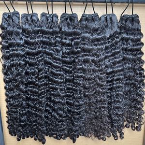 Vente en gros de cheveux birmans bouclés à double trame, cuticules vietnamiennes alignées, tissage de cheveux humains bruts, vierges bouclés non traités - Product Image 2