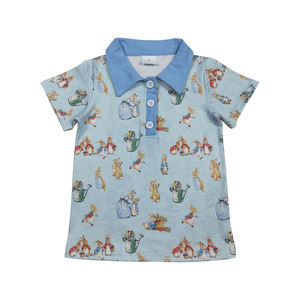 กระต่ายอีสเตอร์ ผ้าไหมสีฟ้า ระบายอากาศได้ดี ชุดนอนเด็กชายแขนสั้น บูติกขายส่ง คุณภาพสูง ขายดี สินค้ามาใหม่ - Product Image 3