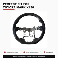 Volant de direction en cuir perforé STEELTIGER, forme en D, fond plat, pour Toyota MARK X130, volant personnalisé en fibre de carbone