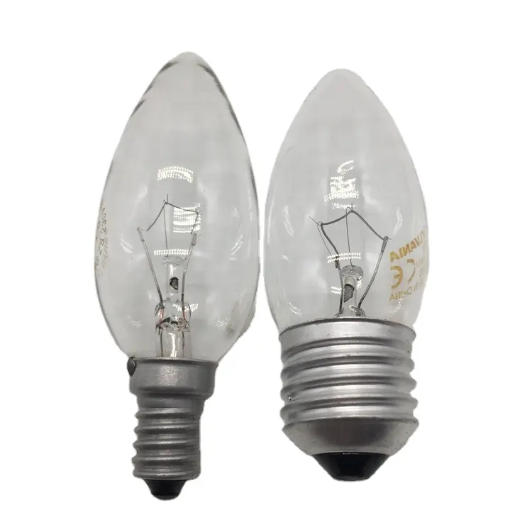C35 C37 Candle Clear Frosted Color Incandescent Light Bulb 25 40 60W