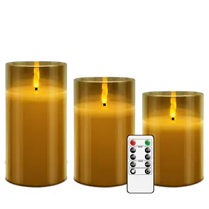 Flickering Flameless Acrylic LED Candles 3 PCs With Remote Control Creative Candle Candle Jars Luxury
