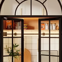 Ventana Arqueada de Acero con Doble Acristalamiento y Persianas, Resistente a Huracanes, Marca DEMEA, para Cocina con Aislamiento Térmico Personalizado