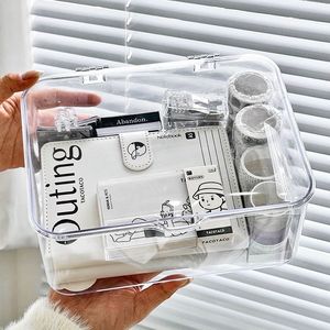Transparent Makeup Organizer Box With Lid 6-10L <b>Plastic</b> <b>Storage</b> For Cosmetics And Sundries Desktop Vanity <b>Drawer</b> Organizer - Product Image 3