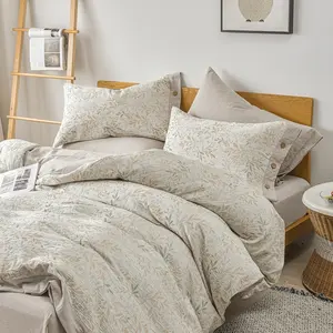 <span class=keywords><strong>Lenzuola</strong></span> King Size Moderne in Cotone Naturale 300TC, Tinto in Filo, Ecologiche, Marrone Chiaro, Morbidissime, per Tutte le Stagioni, Elegante Biancheria da Letto - Product Image 3