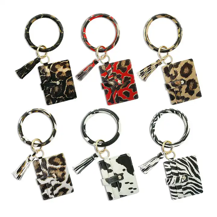 RTS Tassel Bangle Keychain Wallet Women Zebra Print Bracelet