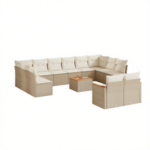 Ensemble de canapés de jardin en rotin beige 10 places, mobilier d'extérieur résistant aux intempéries, design contemporain, structure en osier - Product Image 1