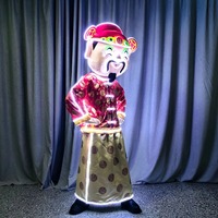 Костюм для выступлений на сцене в виде мультяшной куклы LED с изображением Бога богатства (Цайшэнь) на Китайский Новый год, для взрослых, унисекс, полиэстер