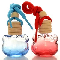 Bouteille en verre mignonne en forme de chat bouchon en bois désodorisant de voiture bouteille de diffuseur de parfum de voiture suspendue