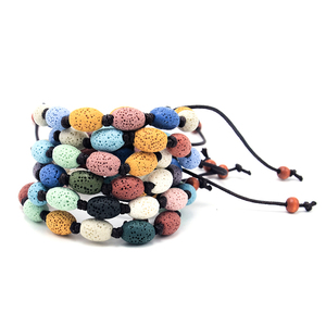 Perles En <span class=keywords><strong>Pierre</strong></span> naturelle Bijoux Huile Essentielle Diffuseur Réglable Couleur Mixte Tambour <span class=keywords><strong>Lave</strong></span> <span class=keywords><strong>Volcanique</strong></span> Perle Bracelet - Product Image 2