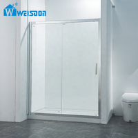 Weisdon Cabine de douche à cadre personnalisé Porte de douche coulissante en verre aluminium simple pour salle de bain