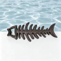 Décapsuleur vintage en fonte en forme d'arête de poisson, squelette de poisson rustique, décoration nautique côtière pour bar et cuisine, cadeau original pour pêcheur