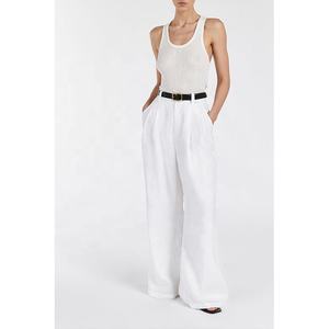 <span class=keywords><strong>Pantaloni</strong></span> estivi da donna in <span class=keywords><strong>lino</strong></span> a vita alta a vita larga <span class=keywords><strong>marrone</strong></span> a gamba larga con <span class=keywords><strong>pantaloni</strong></span> <span class=keywords><strong>di</strong></span> <span class=keywords><strong>lino</strong></span> bianco - Product Image 1